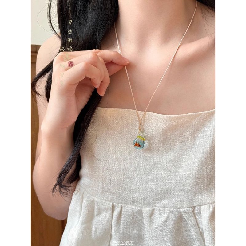 Beaded Goldfish Pendant Necklace