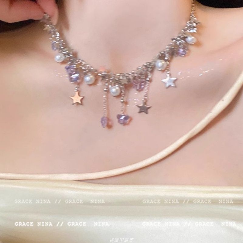 Butterfly Necklace Pearl Faux Fringed Star