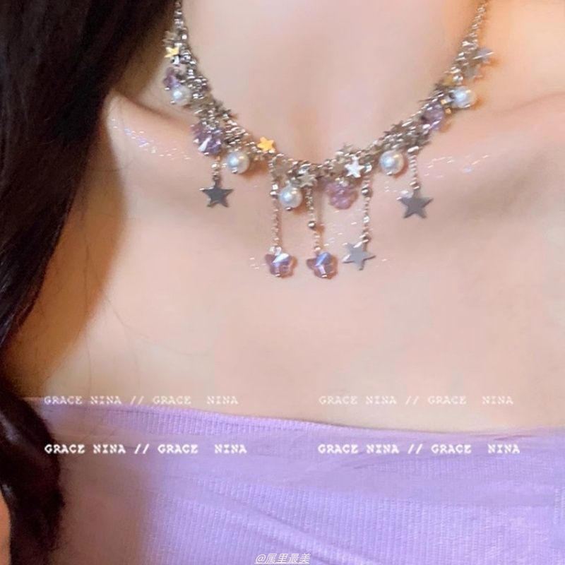 Butterfly Necklace Pearl Faux Fringed Star