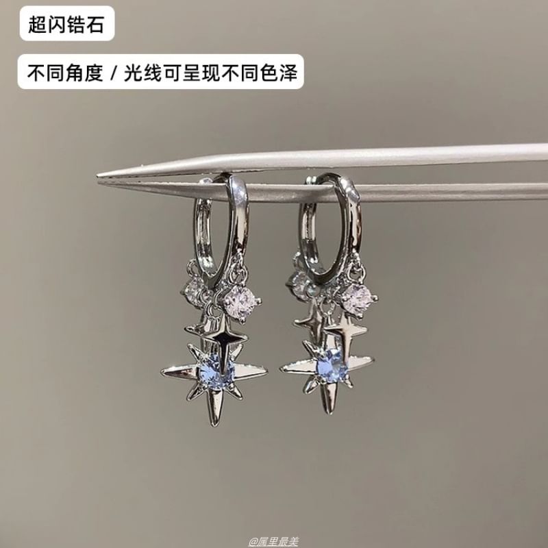 Rhinestone Earring Drop Huggie Star