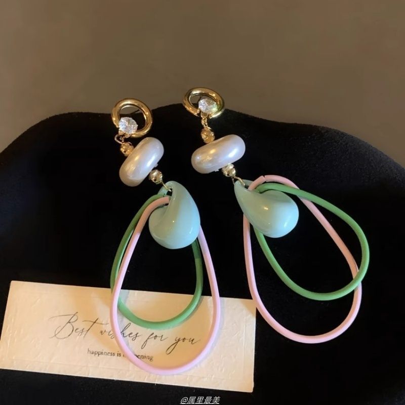 Pearl Drop Faux Rhinestone Earring