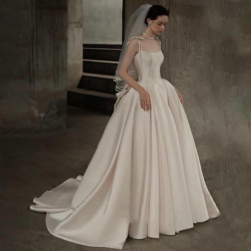 Bow Wedding Plain Back Strapless Gown