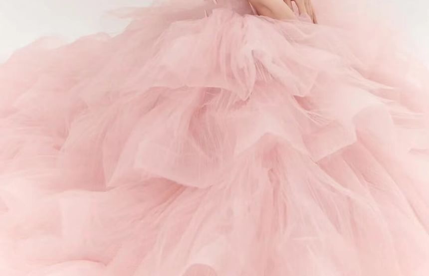 Tiered Wedding Gown Plain Strapless