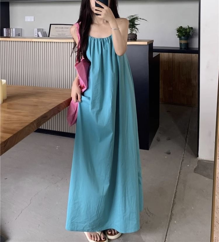 Maxi Print Sleeveless Halter Neck Dress