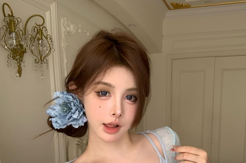 + Neck Square Top Set: Camisole Short-Sleeve