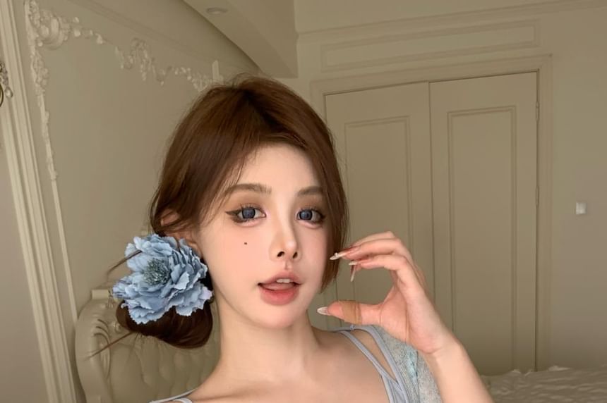 + Neck Square Top Set: Camisole Short-Sleeve