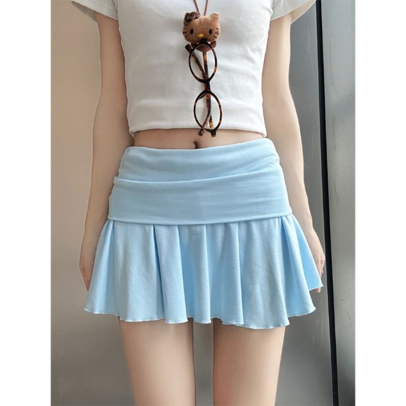 Plain Rise Mini Skirt Low