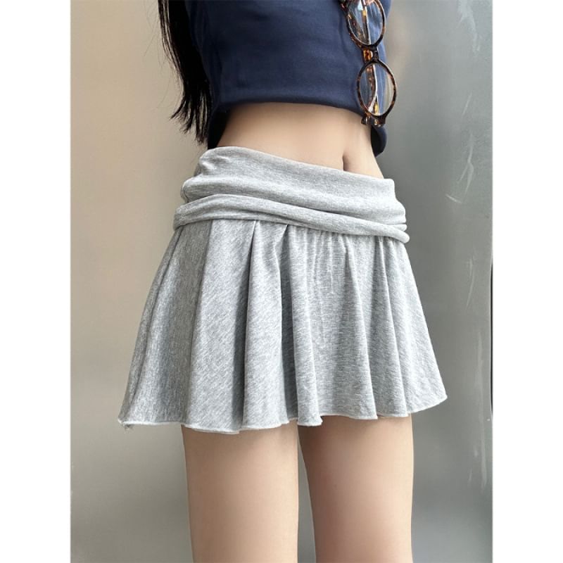 Plain Rise Mini Skirt Low