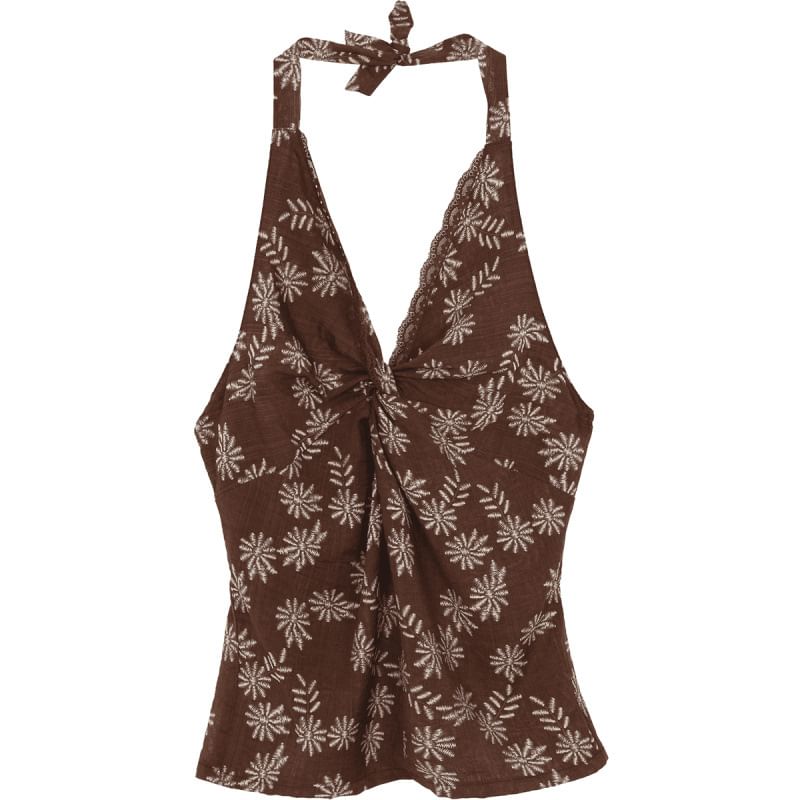 Skirt / Mini V-Neck Print Sleeveless Top