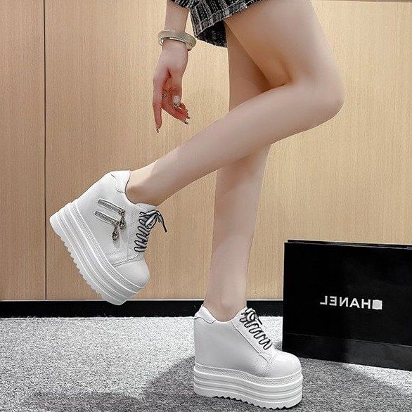 Zip Wedge Panel Sneakers Hidden Platform