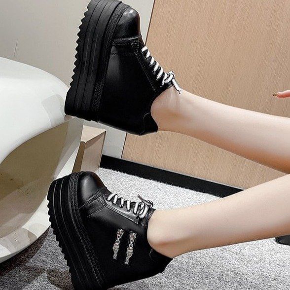 Zip Wedge Panel Sneakers Hidden Platform
