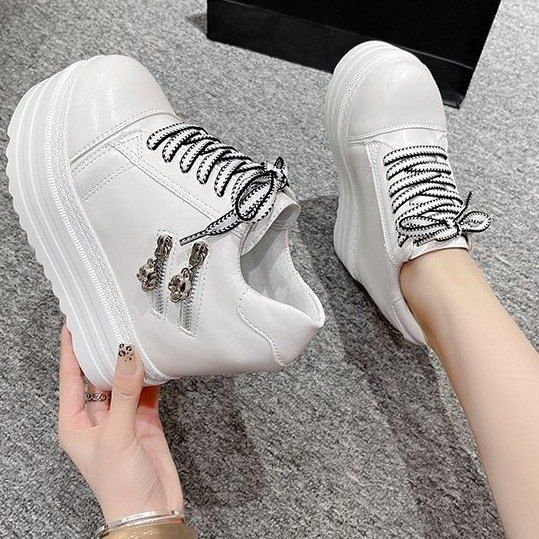 Zip Wedge Panel Sneakers Hidden Platform
