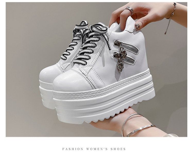 Zip Wedge Panel Sneakers Hidden Platform