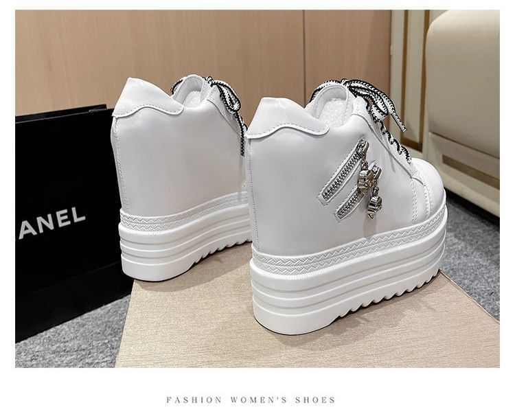Zip Wedge Panel Sneakers Hidden Platform