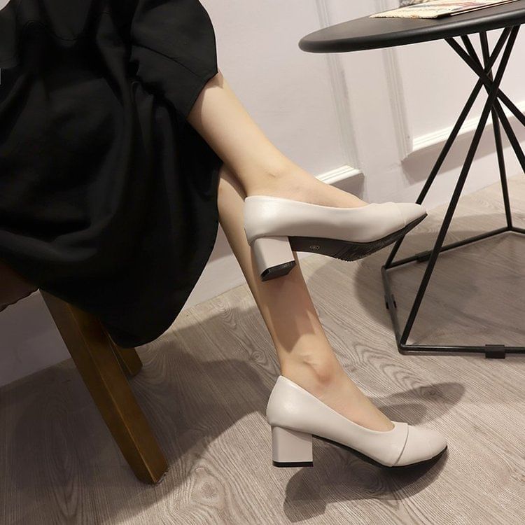 Block Toe Heel Pumps Pointed