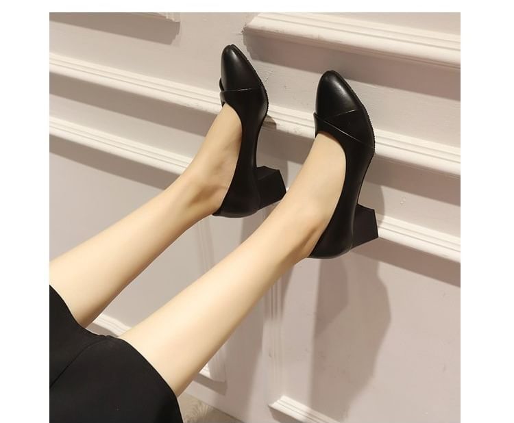 Block Toe Heel Pumps Pointed