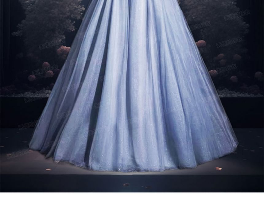 Gown Square Plain Evening Short-Sleeve Neck Rhinestone A-Line