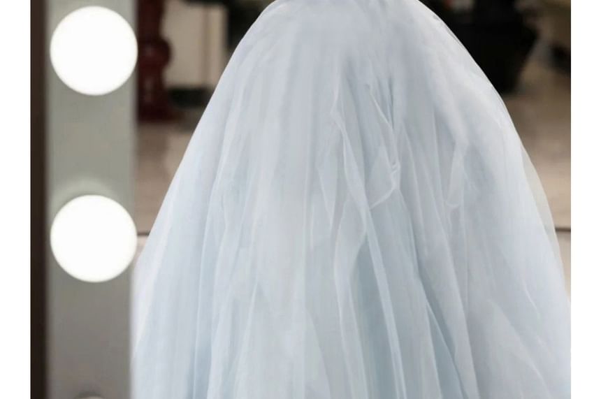 A-Line Neck Evening Sweetheart Sleeve Puff Gown