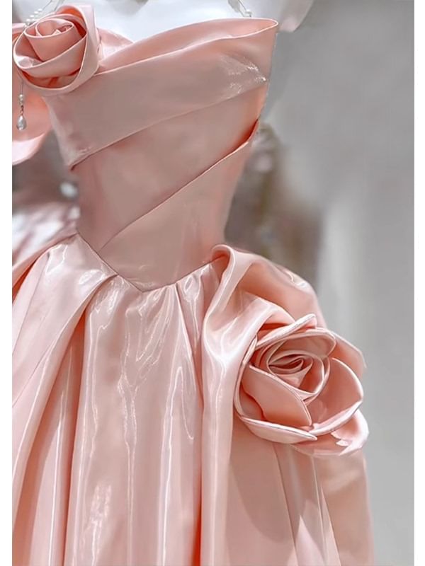 Detail Wedding Plain Gown Strapless Flower Ball