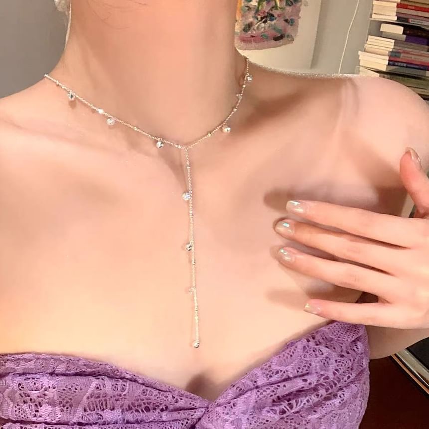 Chain Bead Necklace Station Lariat