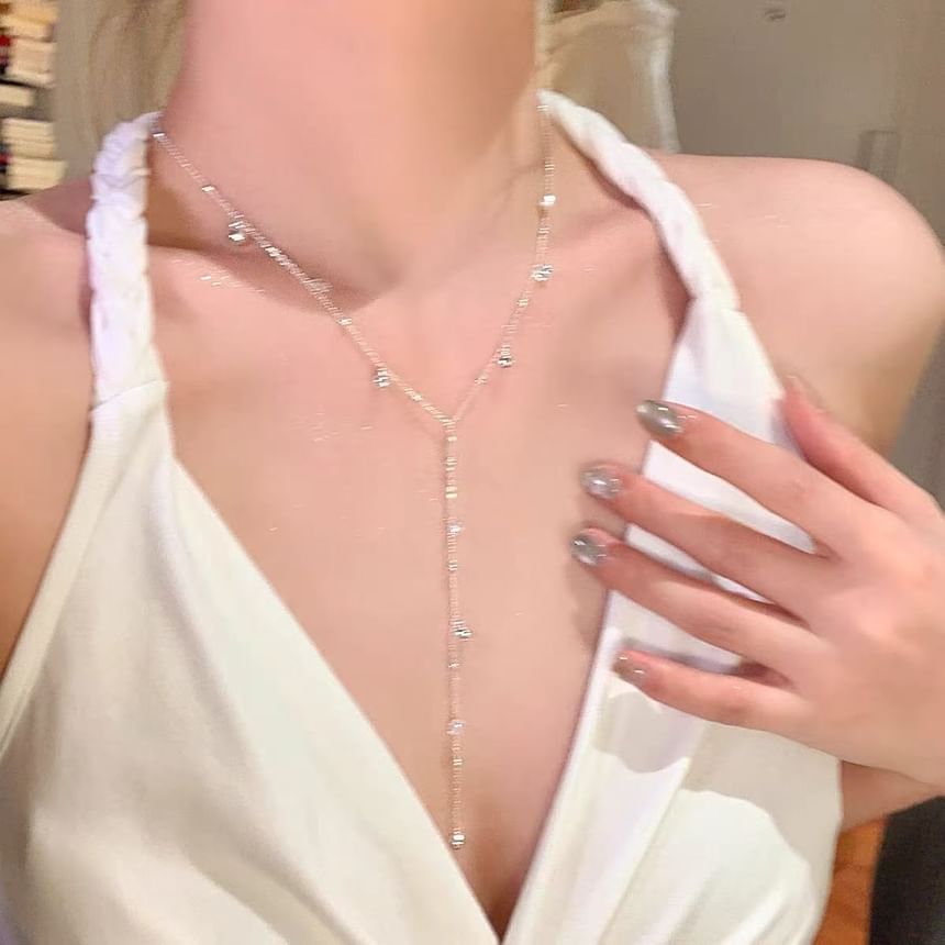 Chain Bead Necklace Station Lariat