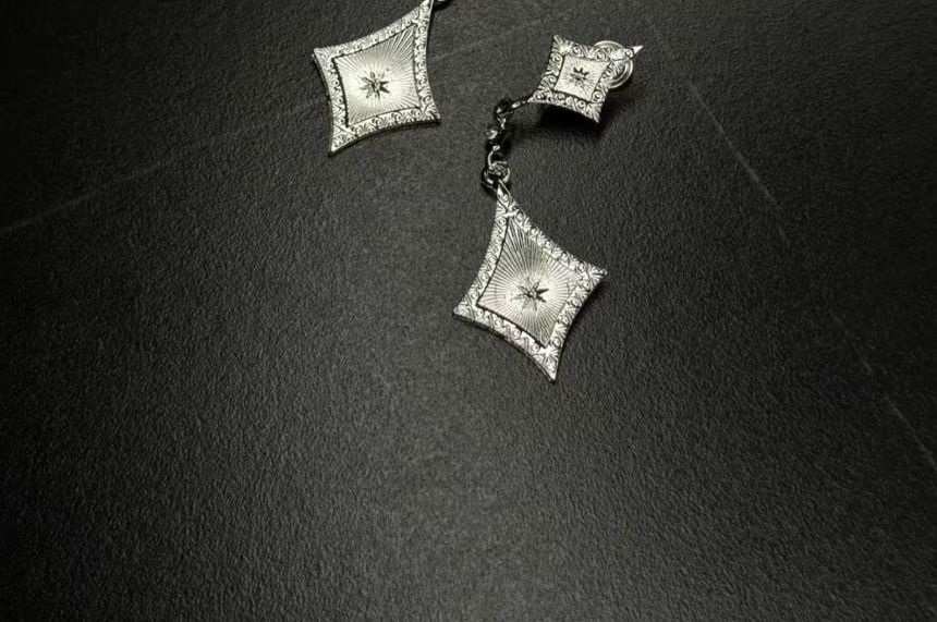 Rhinestone Clip-On Earring Drop Rhombus