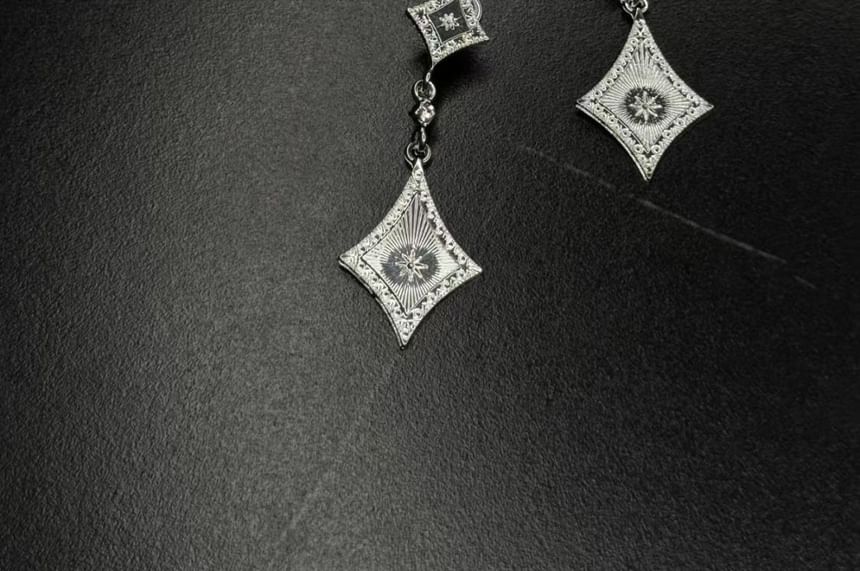 Rhinestone Clip-On Earring Drop Rhombus