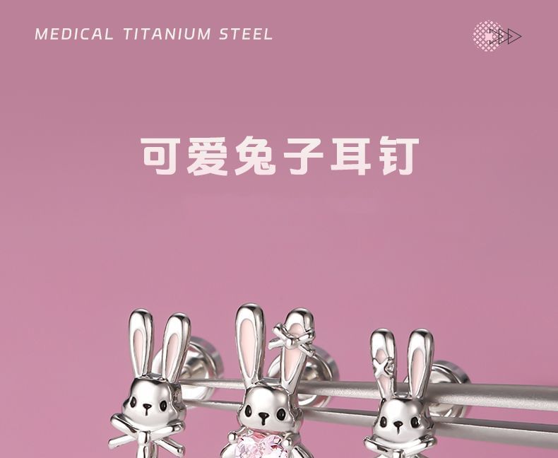 of Ear Rabbit Stud Rhinestone 3: Set