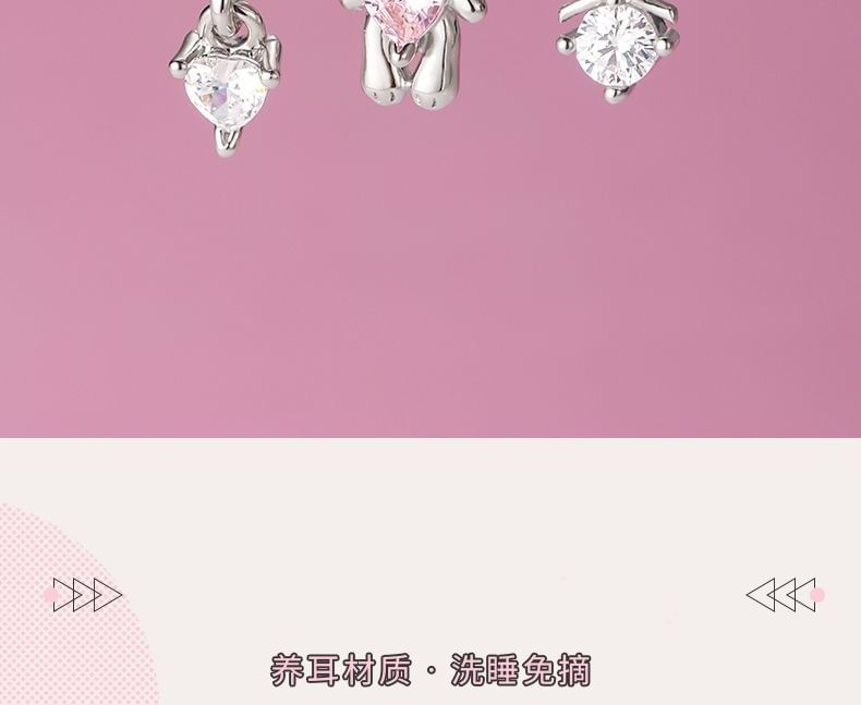 of Ear Rabbit Stud Rhinestone 3: Set