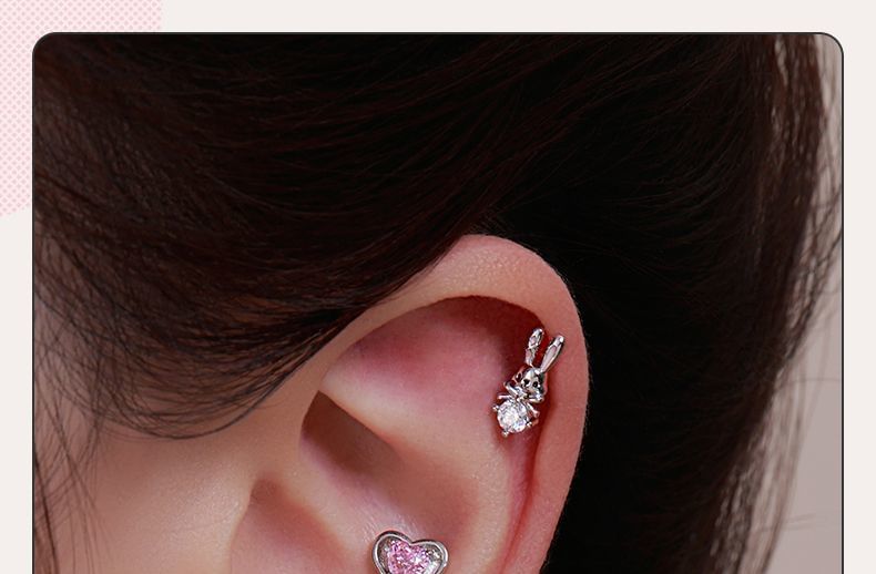 of Ear Rabbit Stud Rhinestone 3: Set