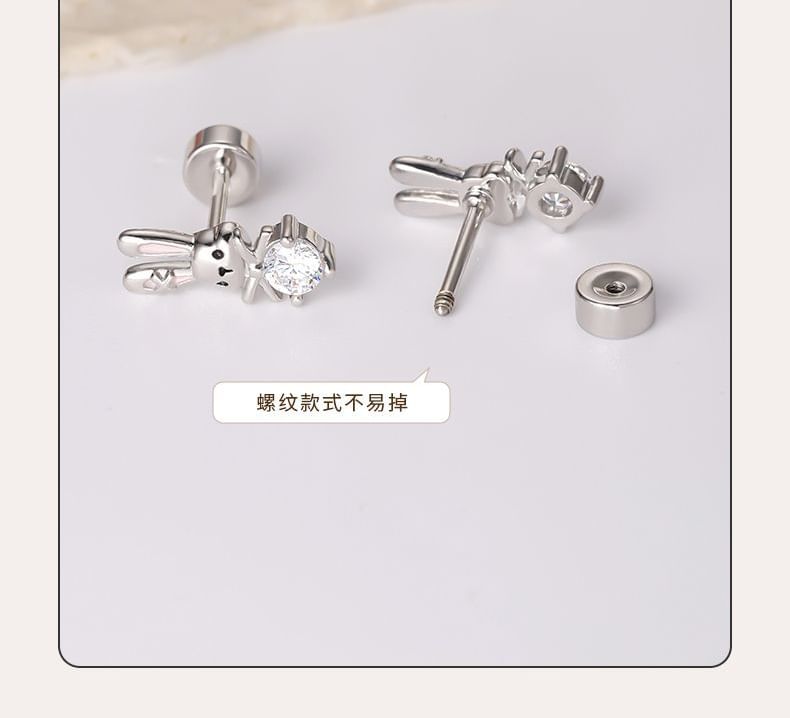 of Ear Rabbit Stud Rhinestone 3: Set