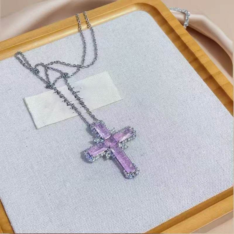 Pendant Rhinestone Necklace Cross