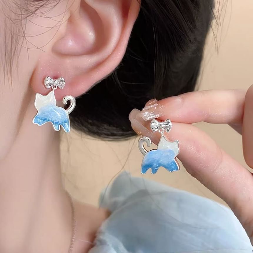 Bow Drop Earring Cat