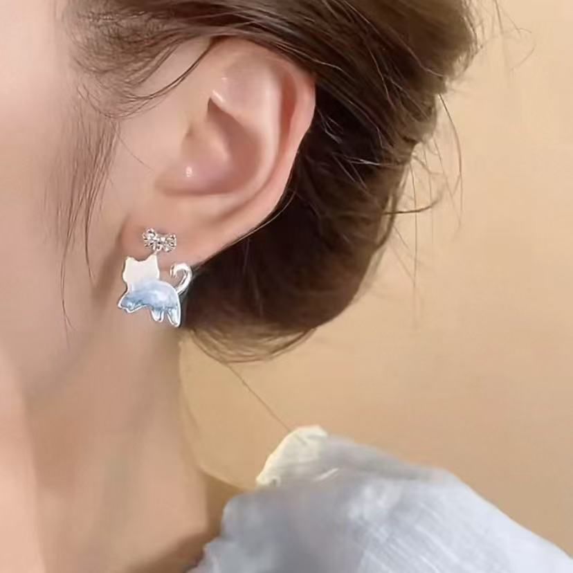 Bow Drop Earring Cat