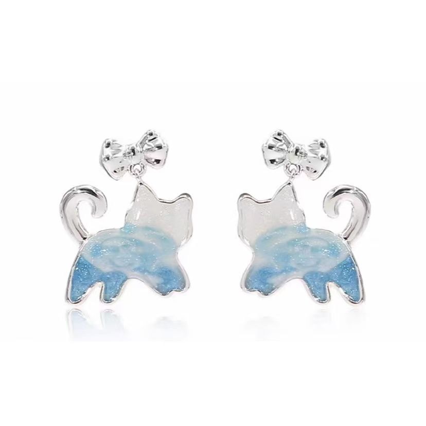 Bow Drop Earring Cat