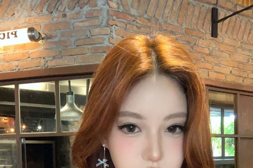 Faux Earring Pearl Bow Fringed Drop