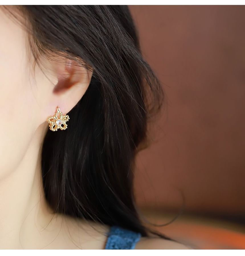 Flower Rhinestone Earring Huggie