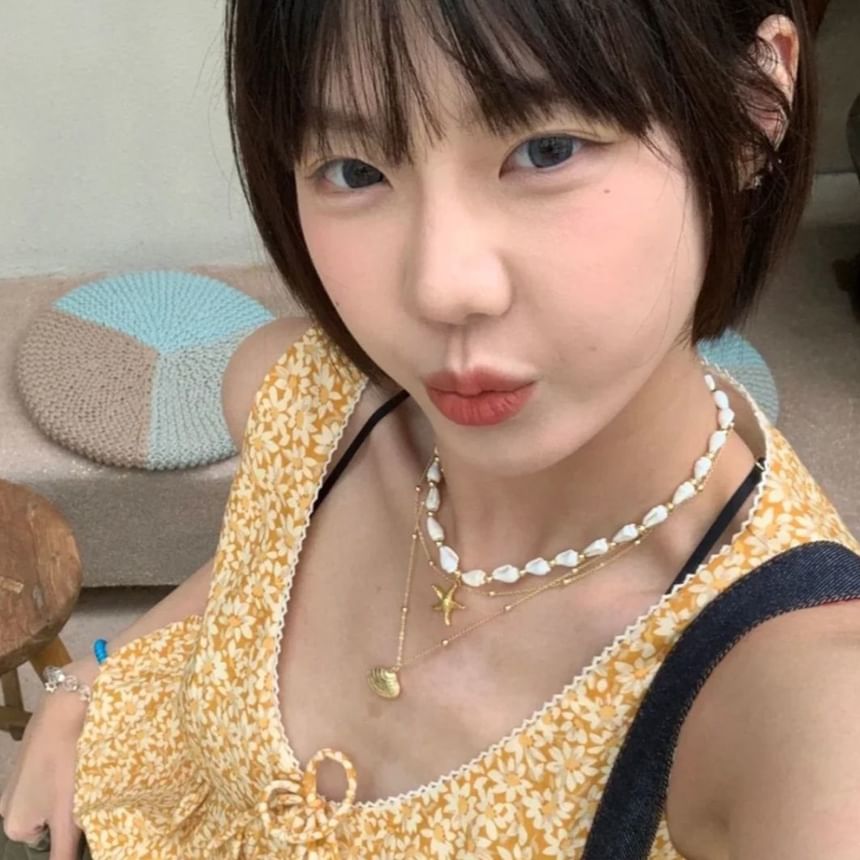 Chain Pendant Station Starfish Set: Necklace Shell +