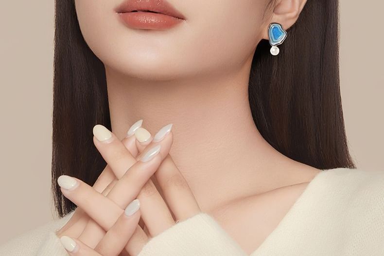 Asymmetrical Earring Faux Drop Glitter Pearl