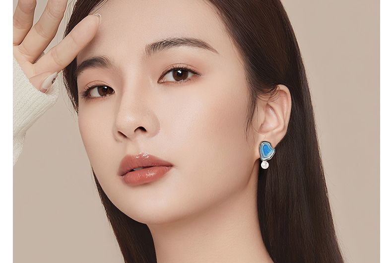 Asymmetrical Earring Faux Drop Glitter Pearl