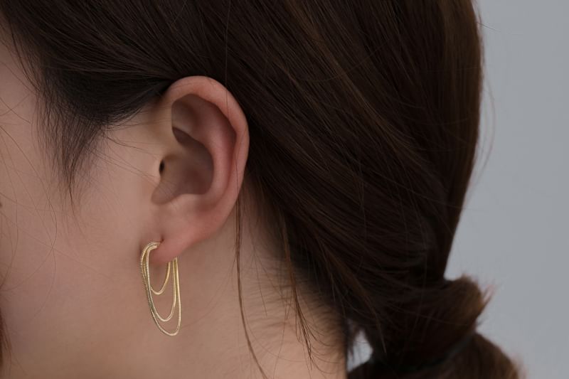 Earring Silver Hoop Sterling 925 Layered