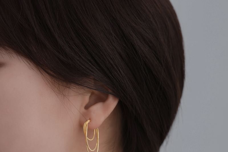 Earring Silver Hoop Sterling 925 Layered