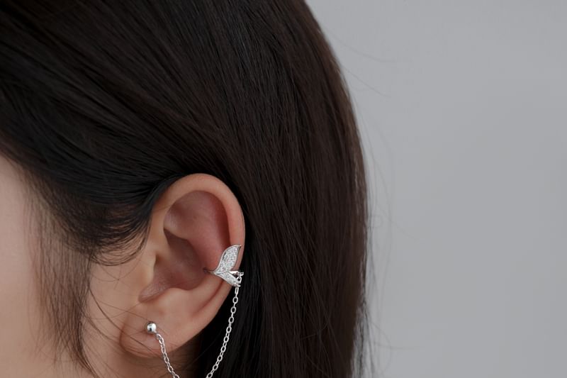925 Chain Silver Fish Sterling Ear Cuff Tail