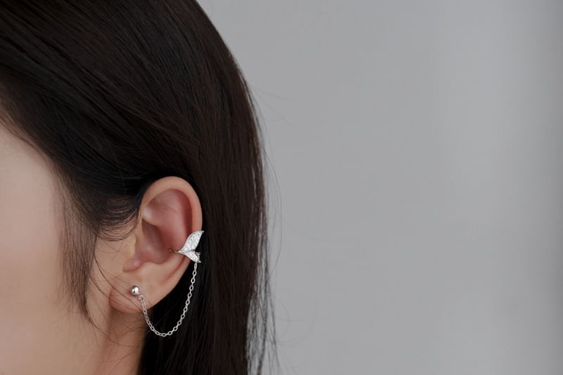 925 Chain Silver Fish Sterling Ear Cuff Tail