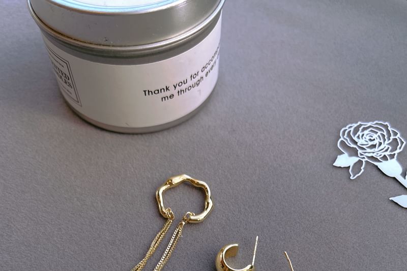 Cuff Ear Hoop Chain Set: Silver + Sterling Plain Earring 925