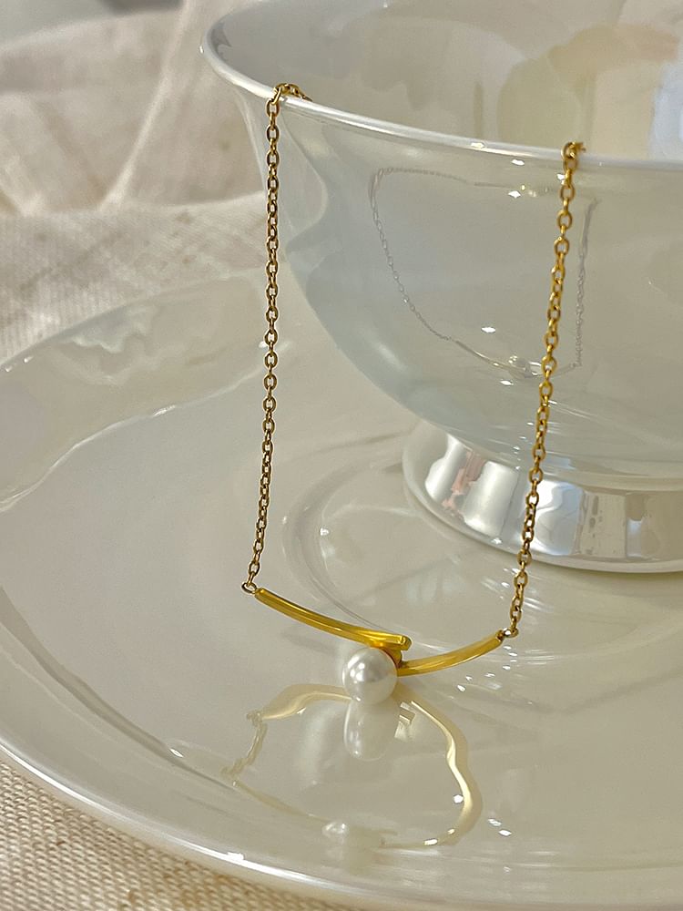 Necklace Pearl Pendant Faux