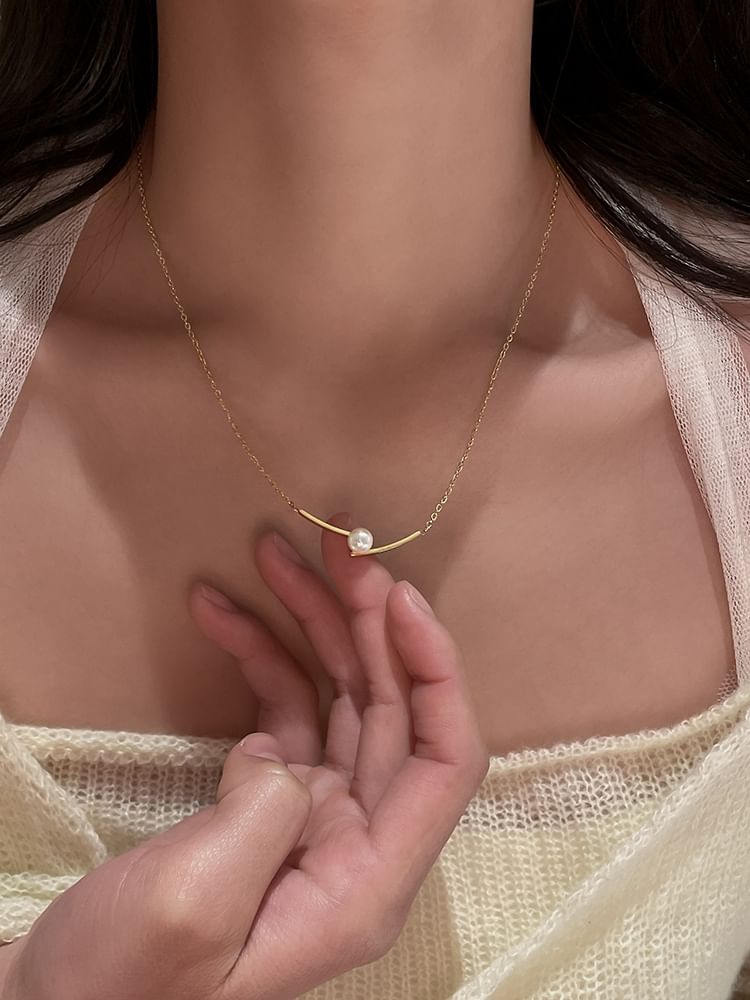 Necklace Pearl Pendant Faux