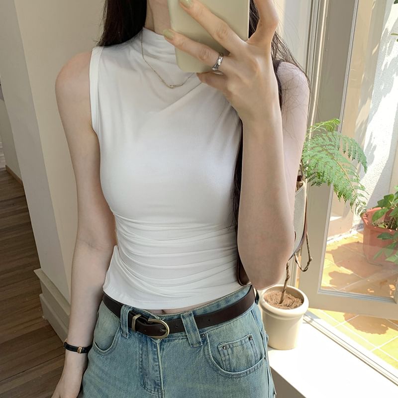 Mock Top Plain Sleeveless Neck