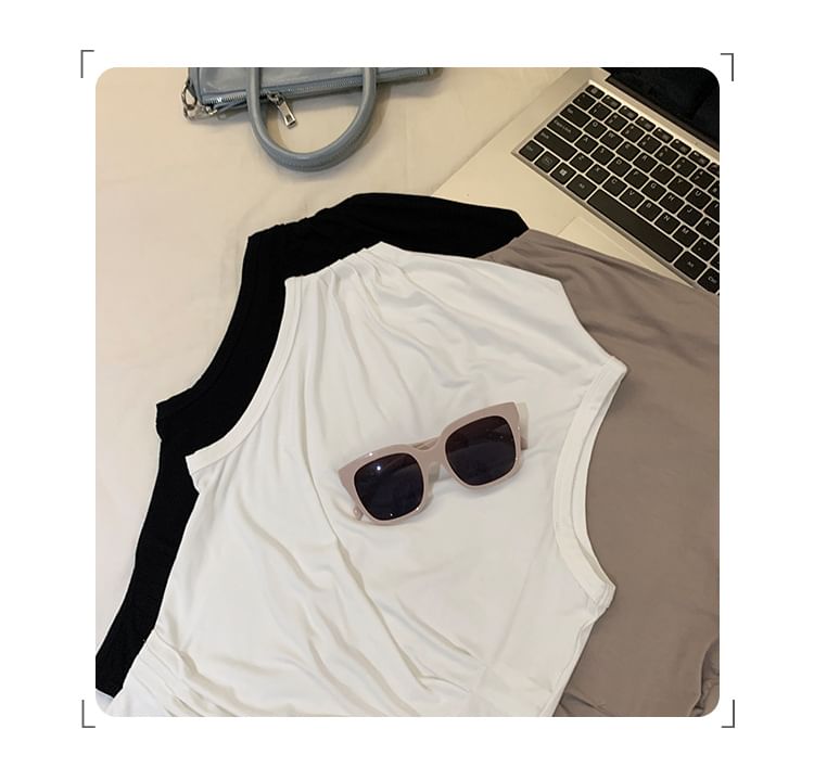 Mock Top Plain Sleeveless Neck