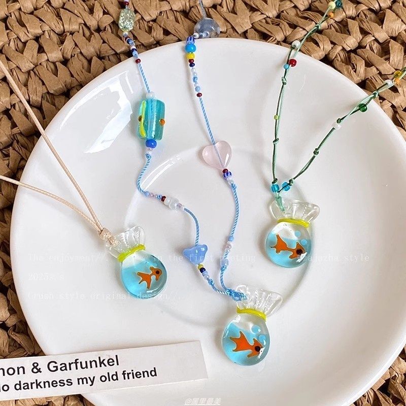 Necklace Goldfish String Resin